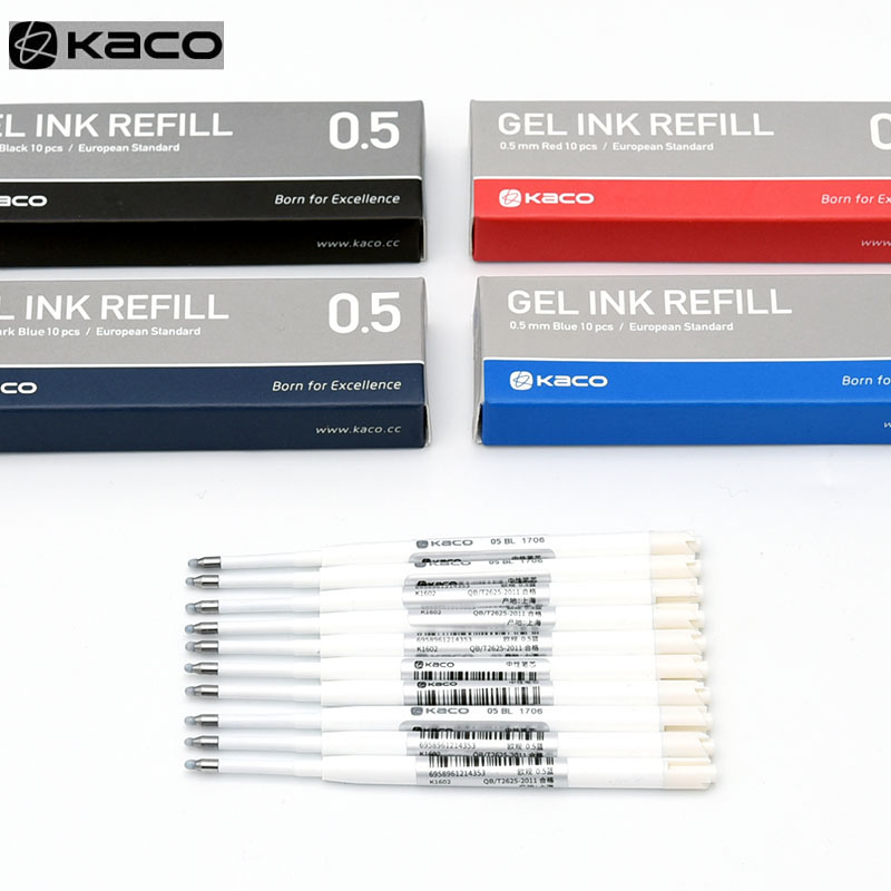 Voor Xiaomi Metal Sign pen Kaco 0.5MM EU Refill Blauw/Zwart/Rood/Marineblauwe Inkt Europese Standaard Intrekbare Gel Pennen 10 stks/pak
