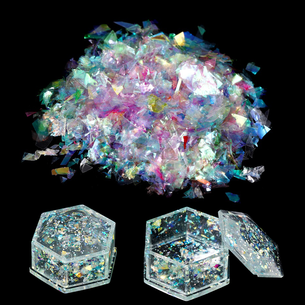 Paillettes en papier Aurora irrégulières, 20g, Résine époxy, Flakies, Paillettes colorées pour moule en résine époxy, artisanat de remplissage pour Nail Art