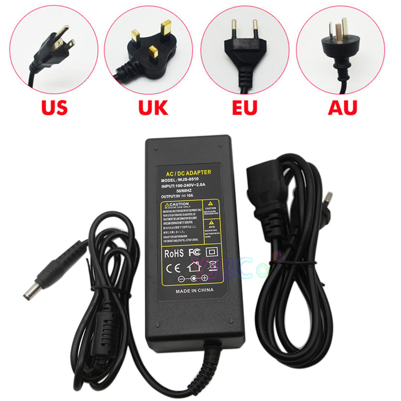 Großhandel Led Power Adapter DC 5V 10A LED Netzteil AC100-240V eingang led-treiber stecker Für led streifen lampen band beleuchtung