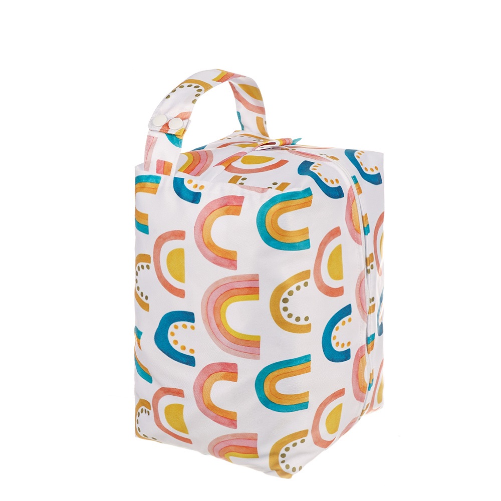 Happyflute-cápsulas de pañales reutilizables para bebé, impermeables, con estampados de moda, bolsa húmeda/seca de tela, bolsa de almacenamiento para pañales de viaje