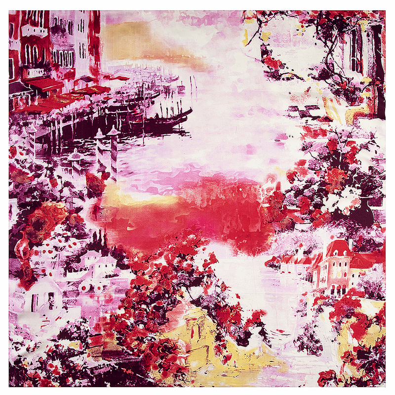 Clássico nova pintura a óleo casa água aldeia navio senhoras brandsary lenço quadrado de seda lenço feminino lenço para senhoras xale