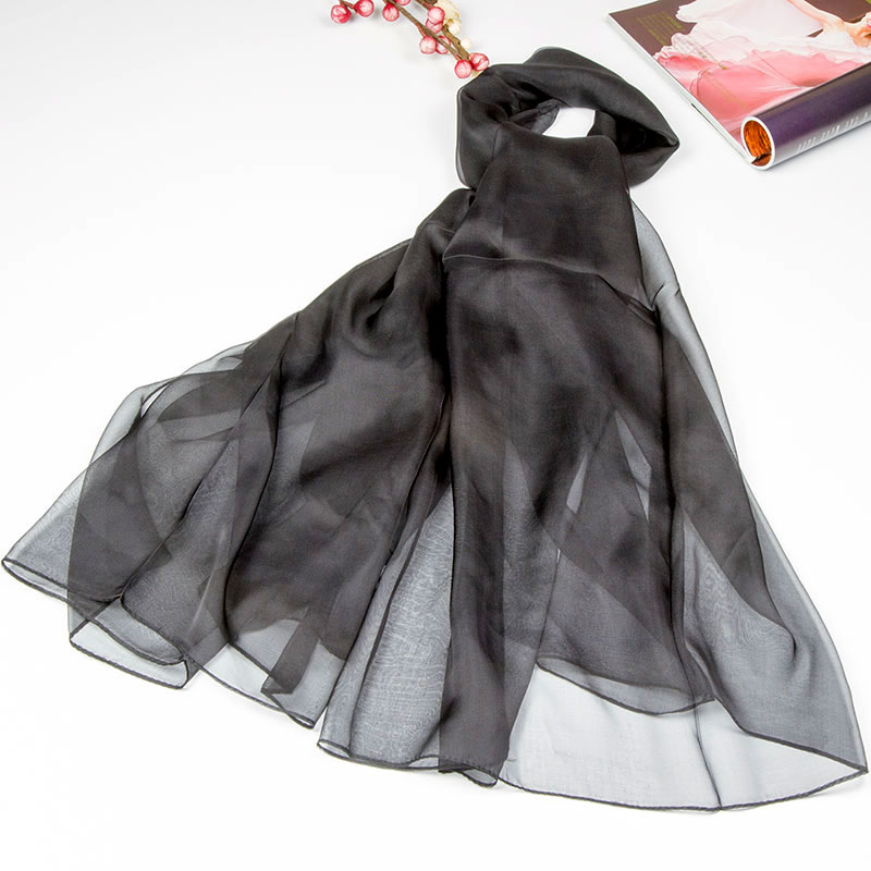 Pure Zijde Sjaal Vrouwen Sjaal Vrouwelijke Zijden Sjaal Vrouwen Natuurlijke Zijde Chiffon Grote Maat Sjaal Effen Kleur Lange Wrap voor Vrouwen
