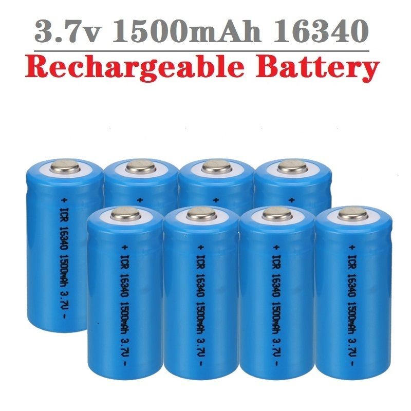Baterías recargables de 1500mAh, 3,7 V, 16340, CR123A, linterna LED, cargador de pared de viaje para batería de iones de litio 16340 CR123A