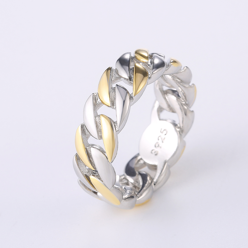 Huitan Metallic-Kettenringe für Männer und Frauen, schlichtes Design, Hip-Hop-Party, coole Accessoires, vielseitiger Punk-Stil, Schmuck, Paarringe