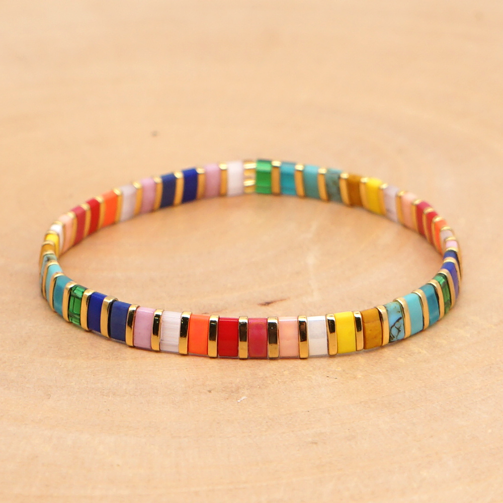 Go2boho pulseira de amizade miyuki tila contas pulseiras para mulheres jóias boêmio verão arco-íris pulseras jóias presente