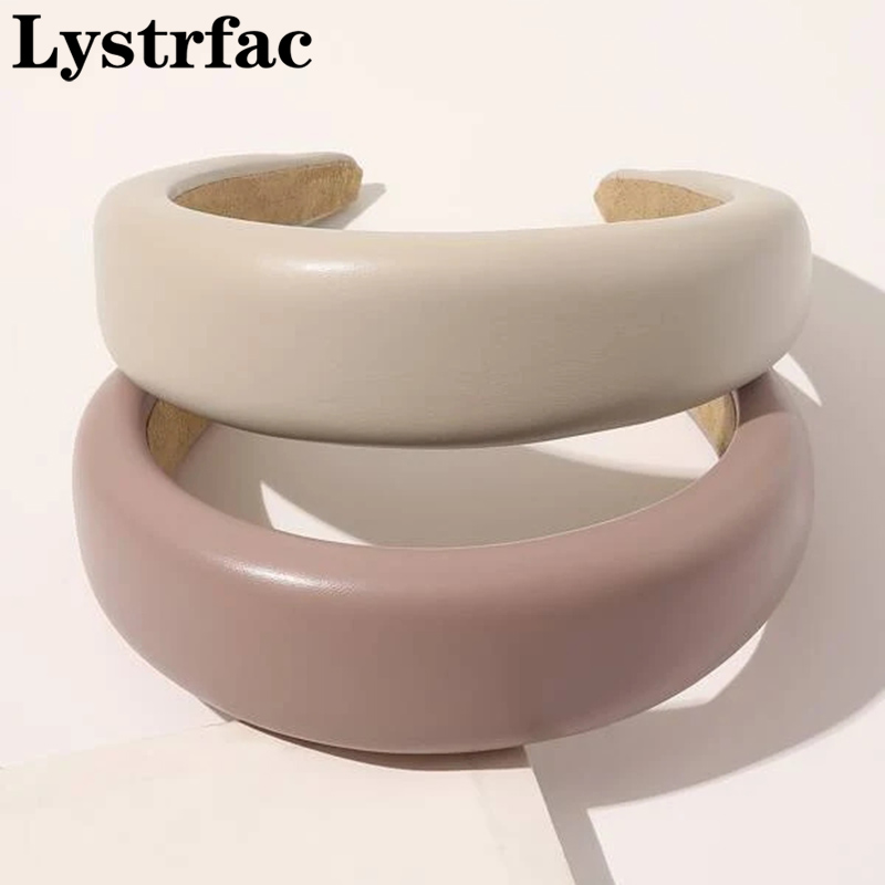 Lystrfac novo outono inverno couro do plutônio engrossado esponja hairband para mulheres meninas ampla lavagem bandana retro simples acessórios de cabelo
