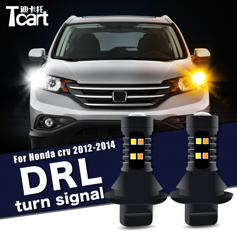 Accessoires de voiture pour Honda CRV CR-V 4ème 2012 2013 2014 Led feux diurnes tourner Drl 2 en 1