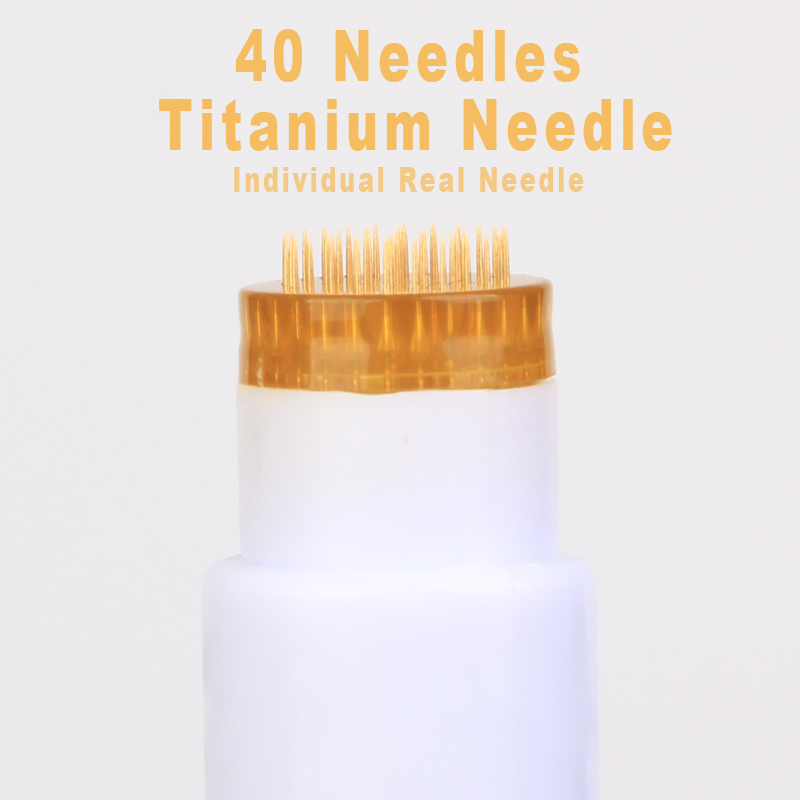 Microaguja para la barba, sello Derma DRS 40, agujas reales de titanio para MTS, cuidado de la piel, crecimiento del cabello del cuero cabelludo, mesoterapia con microagujas