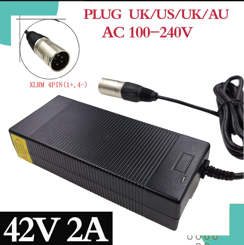 42V 2A Elektrische Fiets Lithium Batterijlader voor 36V 18650 Lithium Batterijpakket met 4-pins XLR-aansluiting EU USA AU UK
