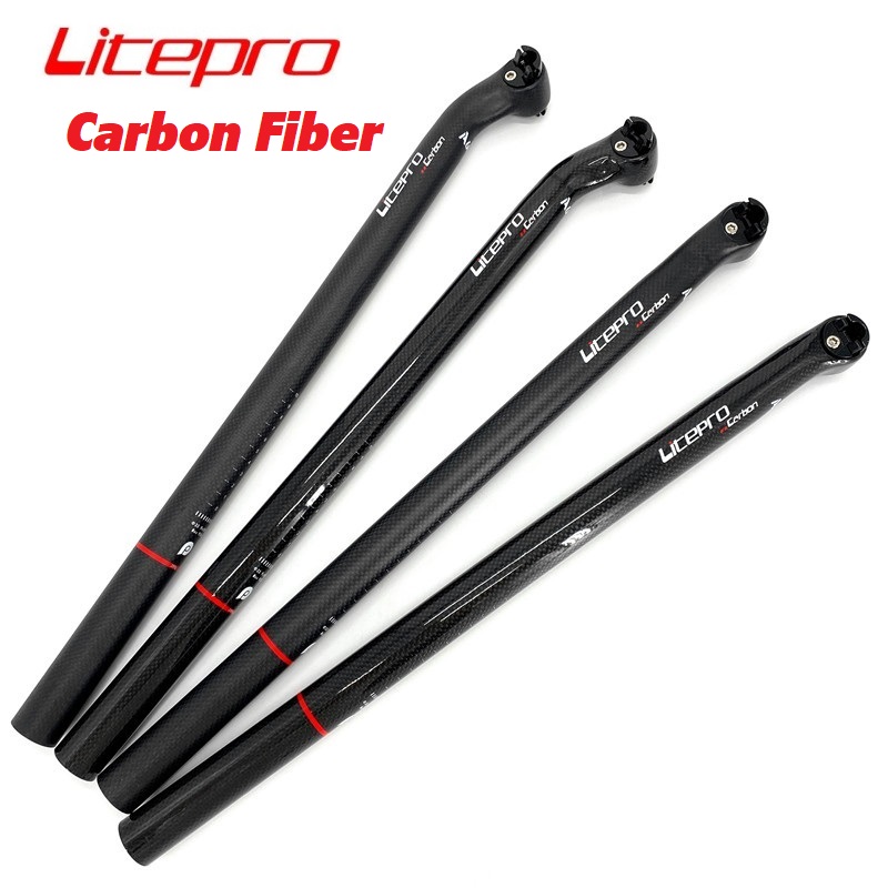 Bantalan Duduk Serat Karbon Litepro A68 33.9Mm 580Mm Offset 5/25 ° Matte Gloss Hitam BYA412 Bantalan Kursi Sepeda Lipat