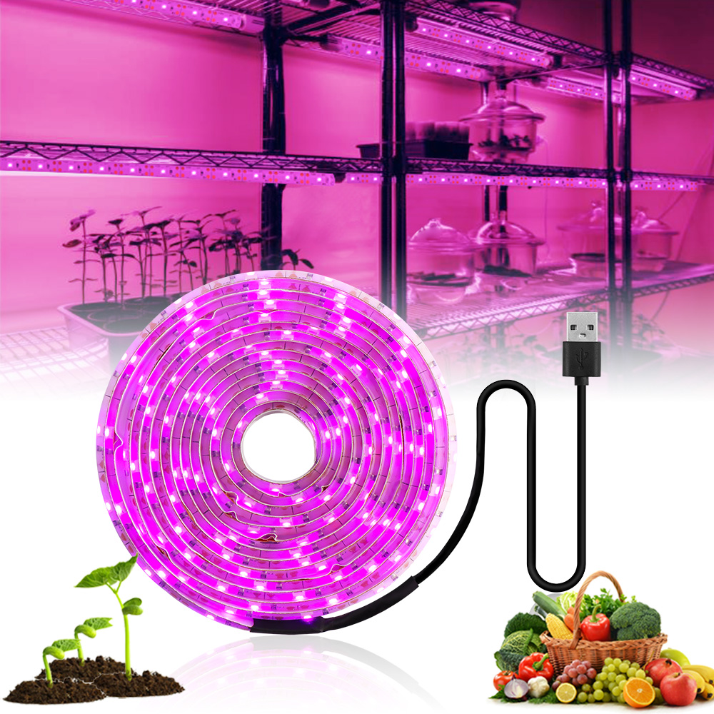 LED 成長ライトフルスペクトル 5V USB 成長ライトストリップ 2835 LED 植物ランプ植物温室水耕栽培 0.5 メートル 1 メートル 2 メートル 3 メートル