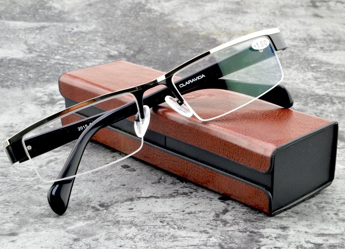 Gafas de lectura de media montura de aleación de titanio recubiertas de 12 capas para hombre +0,75 +1 +1,25 +1,5 +1,75 +2 +2,25 +2,5 +2,75 +3 +3,25 +3,5 +4