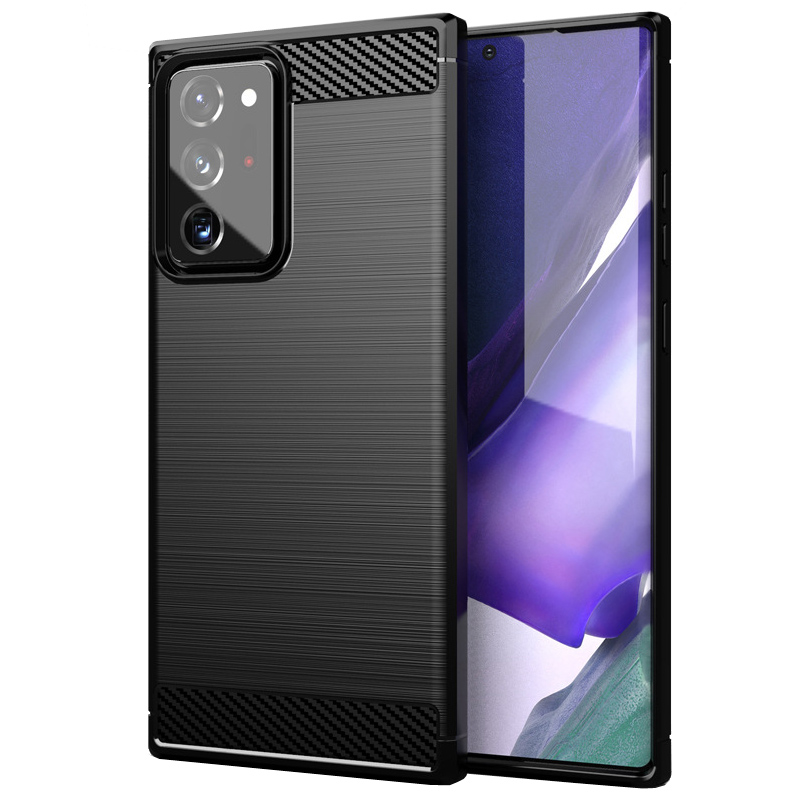 Funda trasera con diseño de fibra de carbono antiarañazos de TPU suave con absorción de impactos para Samsung Galaxy Note 20 Ultra/Note 20