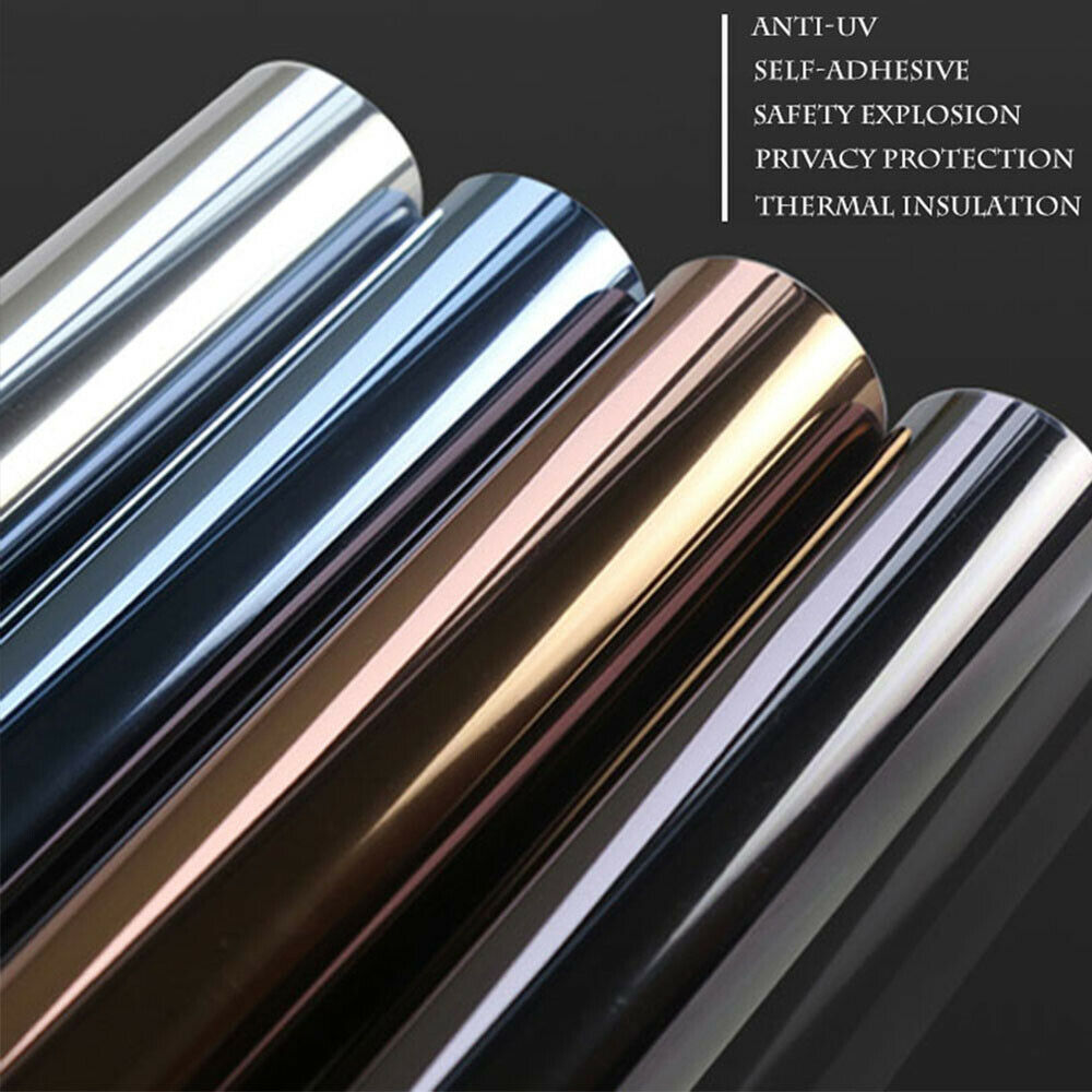 Película Adhesiva de Vinilo para Ventanas con Efecto Espejo Unidireccional, Película Solar Reflectante, Tinte de Privacidad para Ventanas, Adhesivos para Vidrios de Hogar, Protector UV para Automóviles, DIY