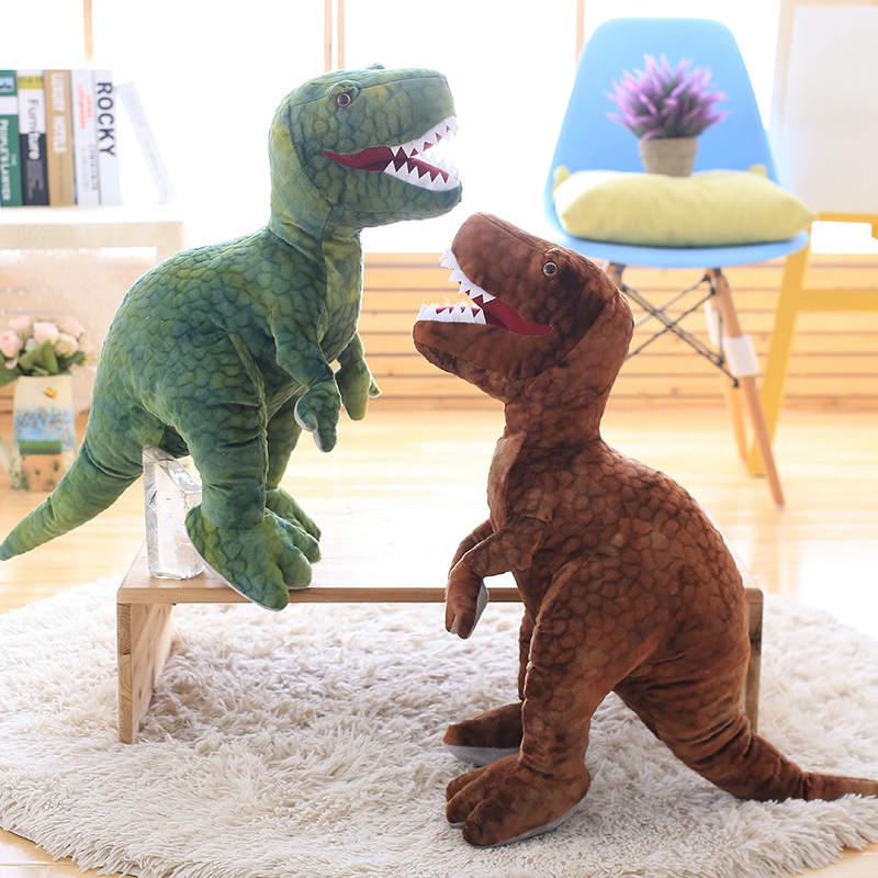 50 ~ 110ซม.ปากเปิด Tyrannosaurus T-Rex Triceratops ตุ๊กตาไดโนเสาร์ตุ๊กตาการพิมพ์สีเขียวสีน้ำตาลสีเทายืน dino ของขวัญ