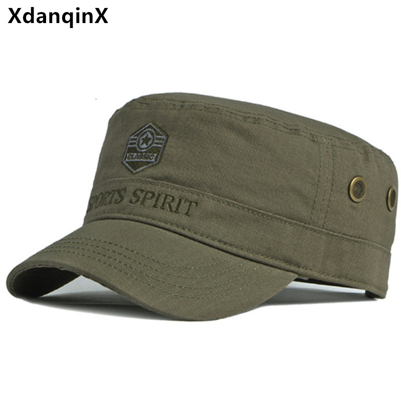 2026 Spring Summer New Cotton Military Hats for Men Embroidery Flat Cap Snapback Men's Cap 모자 кепка Casquette Gorras Hombre