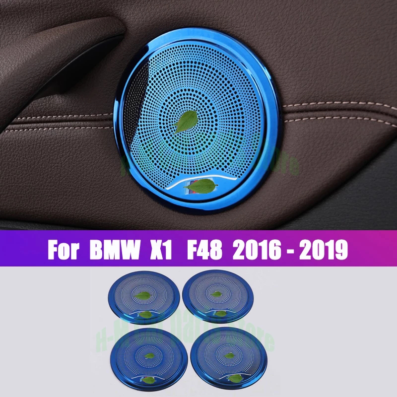 Per BMW X1 F48 2016 2019 adesivi per auto-Styling in acciaio inossidabile nero coperchi per decorazioni per telaio in corno per altoparlanti per portiera per auto