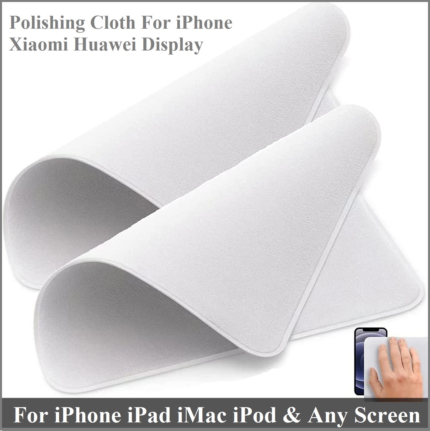 iPhone 화면용 연마 천 iPhone iPad iMac Apple Watch 화면용 이중층 마이크로파이버 재사용 가능한 청소 천