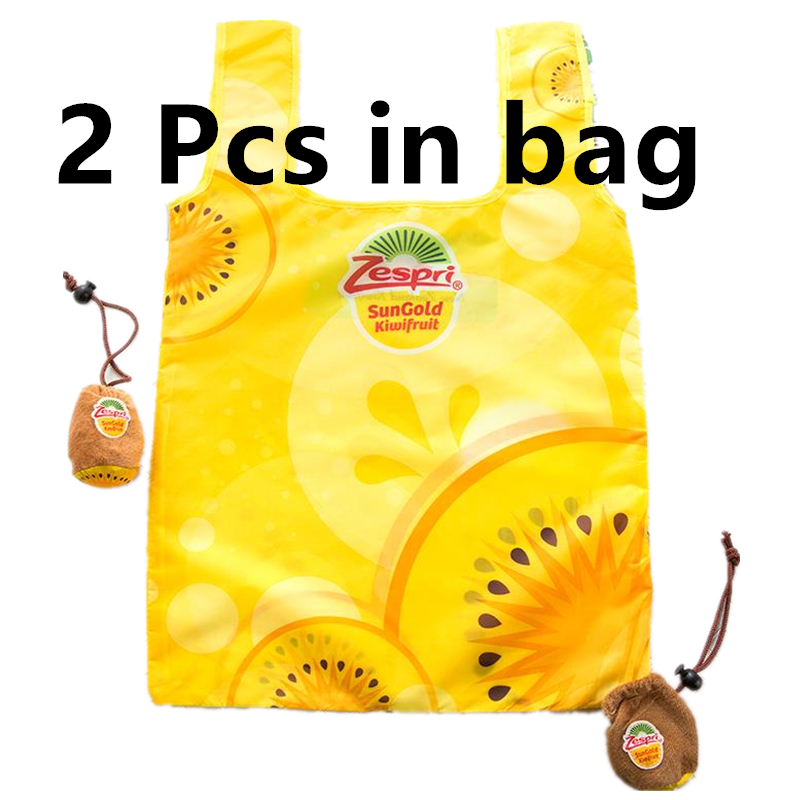2 uds traje de Kiwi gran oferta bolsa de compras reutilizable frutas bolsa de comestibles ecológica bolsas personalizadas plegables grandes de poliéster con logotipo
