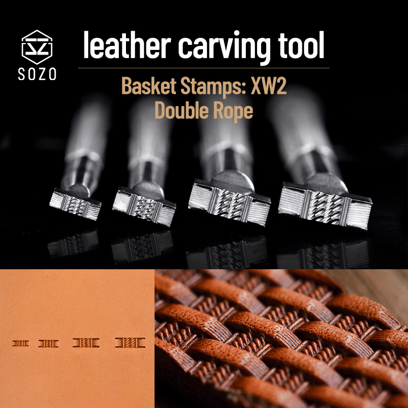 SOZO XW2 Basket Pattern Leather Stamping Tool  Double Rope Handmade Carving Printing  Stamps Saddle Making 304 Stainless Steel