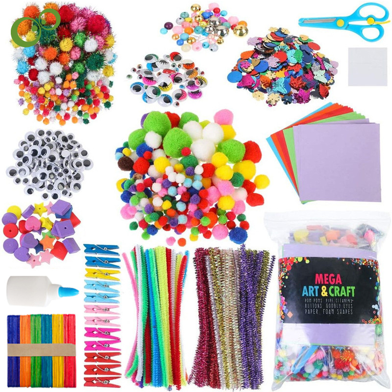 Kunst- und Bastelbedarf für Kinder, Bastelspielzeug mit Pailletten, Diamant-Aufkleber, Schaumstoff, All-in-One, DIY-Schul-Bastelprojekt für Kinder