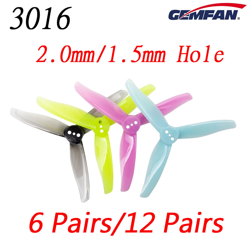 Gemfan Hurricane 3016, 3-дюймовая зубочистка, 3X1,6X3, 3-лопастной пропеллер для ПК, 1,5 мм, 2 мм, отверстие для RC FPV Racing Drone 1303, двигатель 5000KV