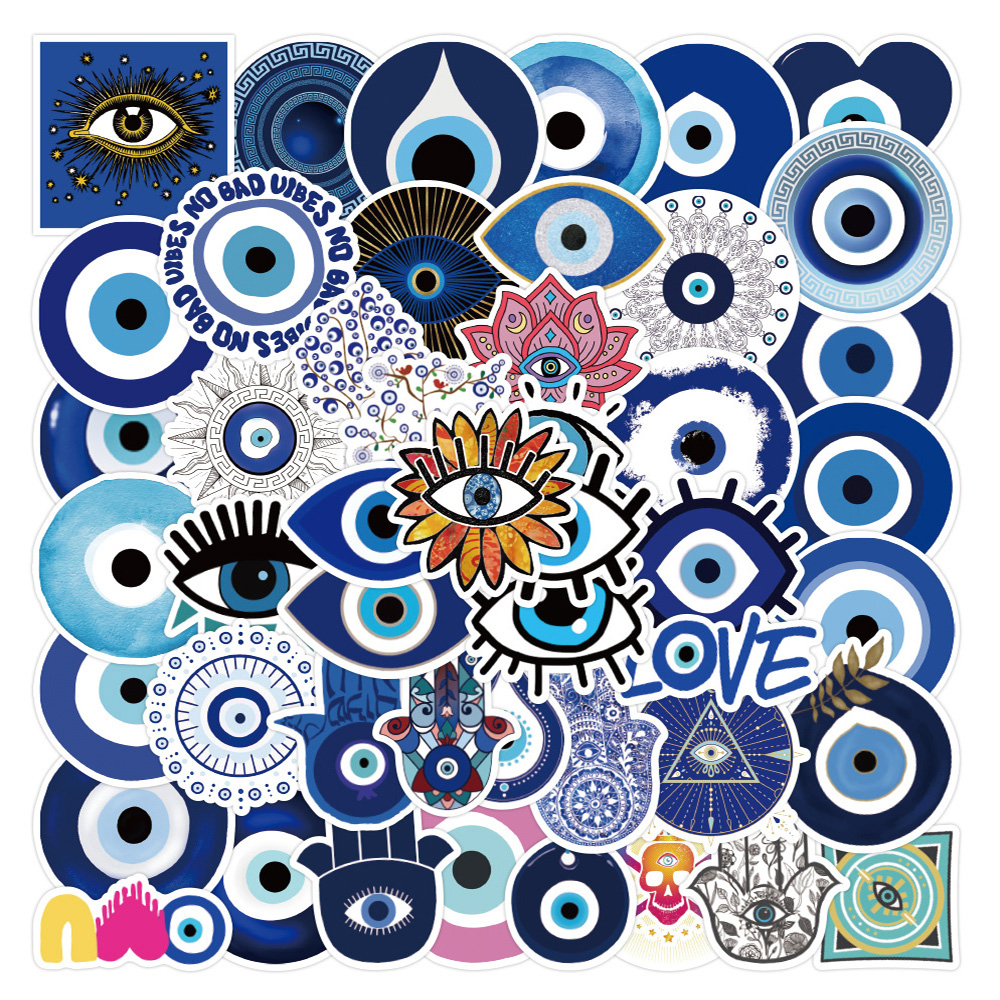 10/30/50pcs Cool turco Evil Eye Graffiti adesivi estetica Cartoon decalcomanie giocattolo per bambini diario fai da te Laptop bagagli telefono adesivo per auto