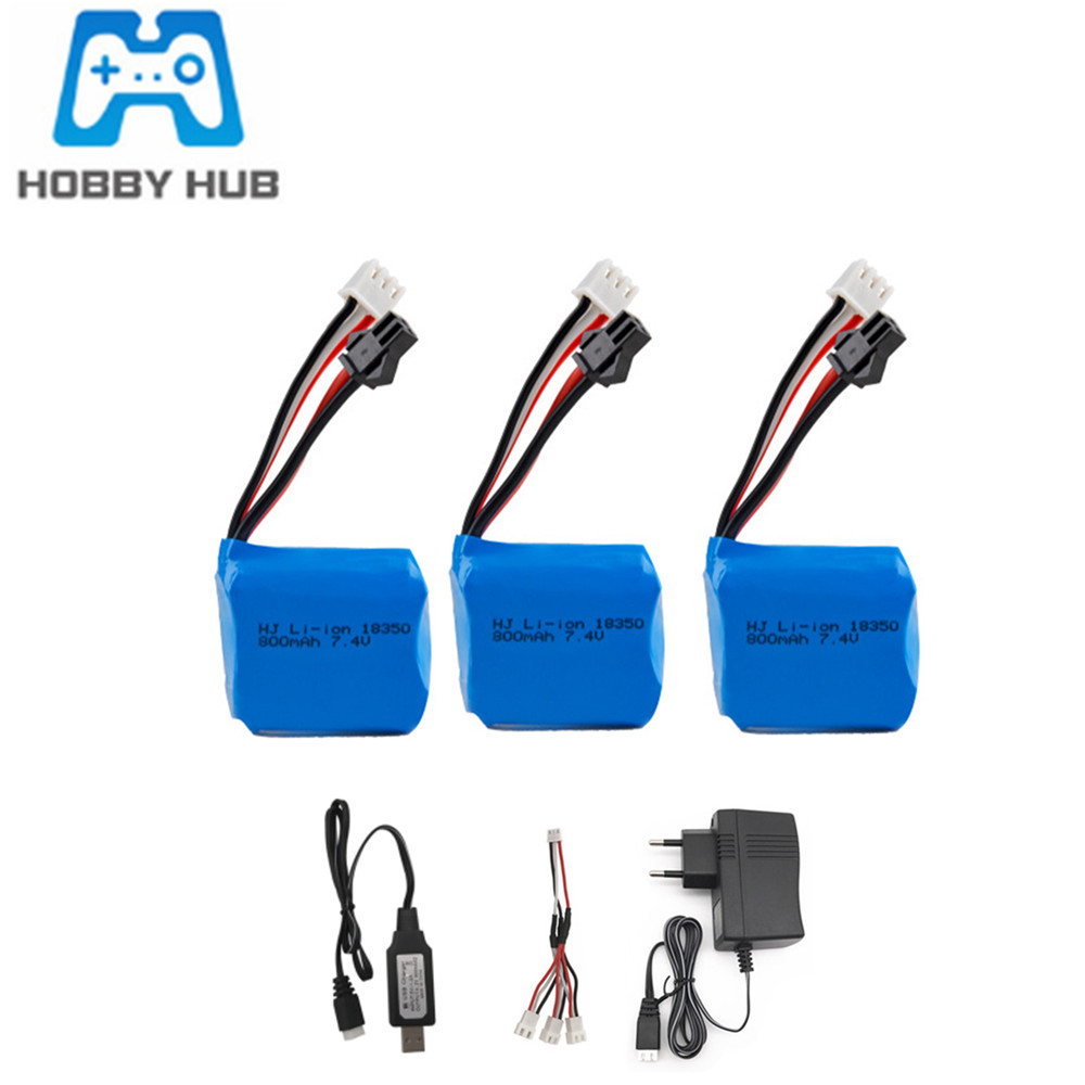 Upgrade 7.4v 800mAh 18350 Battery for H100 H102 JJRC S1 S2 S3 S4 S5 High Speed RC boats Spare Parts 7.4v Li-ion Battery Charger