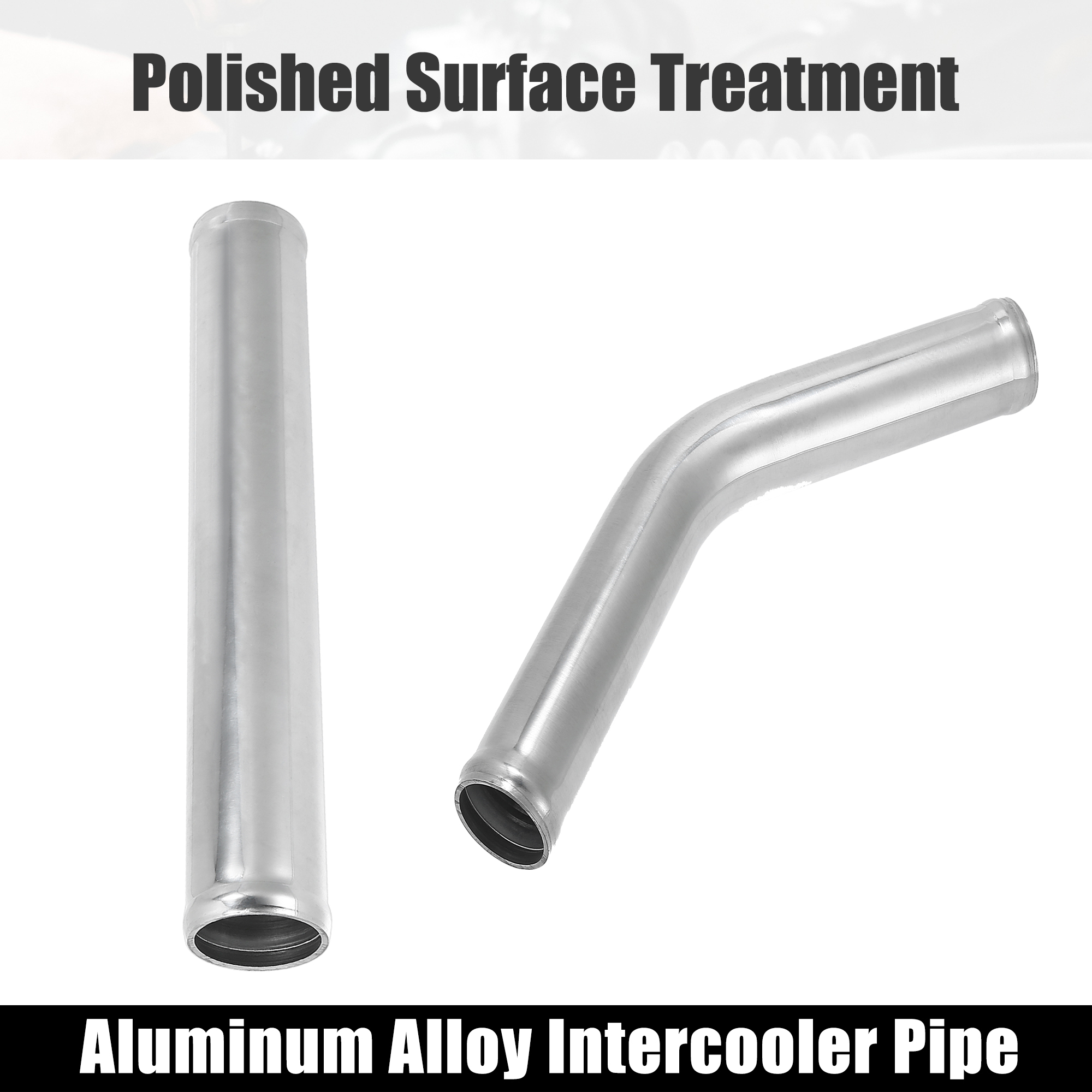 X Autohaux tubo de entrada de aleación de aluminio OD 38/45/51/63/76/89/102MM tubo Intercooler tubo de aire 0 45 grados 300mm de largo para coche