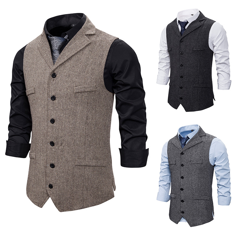 Herbst Business Weste männer Kleidung Männlichen Revers Casual Männer Anzug Weste Mit Taschen Weste Oberbekleidung Chaleco Hombre