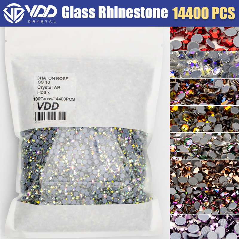 VDD ขายส่ง 14400 ชิ้น/แพ็ค SS6-SS20 แก้วคริสตัล Hot Fix Rhinestones Flatback หิน DIY เล็บผ้าตกแต่งเสื้อผ้า