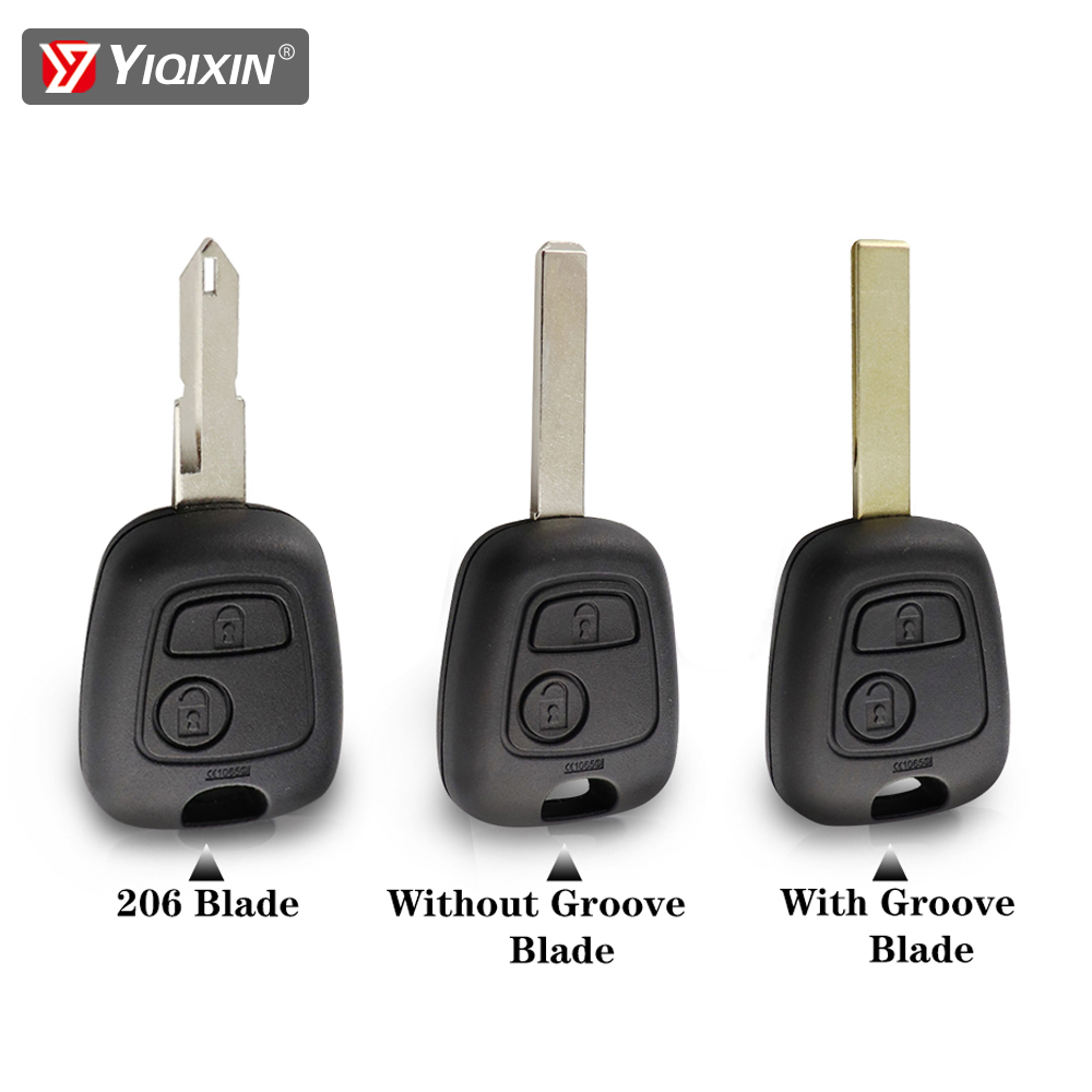 Yiqixi invólucro para chave remota de carro, para peugeot 206 207 307 107 306 407 106 406, para citroen c1 c2 c3 2 botões