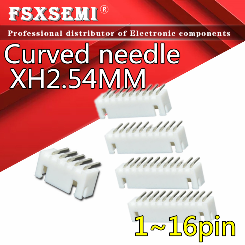 100 Buah Konektor XH2.54 Jarum Lengkung 2.54Mm Terminal Pin Header XH2.54-2P/3P/4P/5P/6P/7P/8P/9P/10P/11P/12P/13P/14P/16P