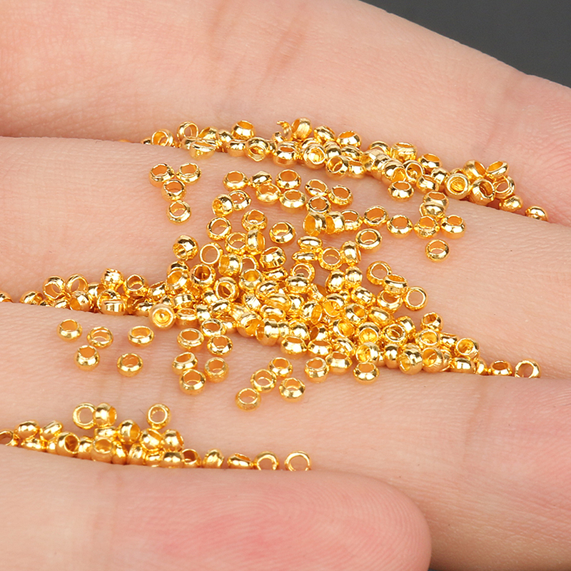 1000Pcs ทองแดงชุบทองแดงลูกปัด Crimp End ฝาปิดลูกปัด Spacer ลูกปัดสำหรับสร้อยข้อมือสร้อยคอเครื่องประดับ Diy อุปกรณ์เสริม