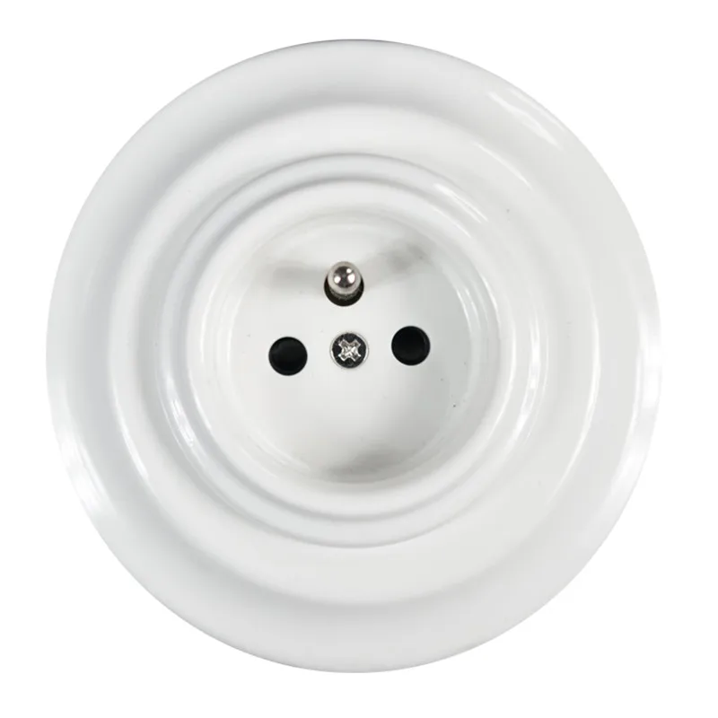 Flush Mounted Porcelain French Style Electrical Wall Socket Oulet, 240V,16A