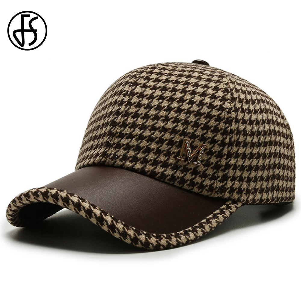 Бейсболки FS Luxury Brown в британскую клетку для мужчин, винтажные женские кепки с узором «гусиная лапка», летние уличные кепки-тракеры, каскетки для мужчин
