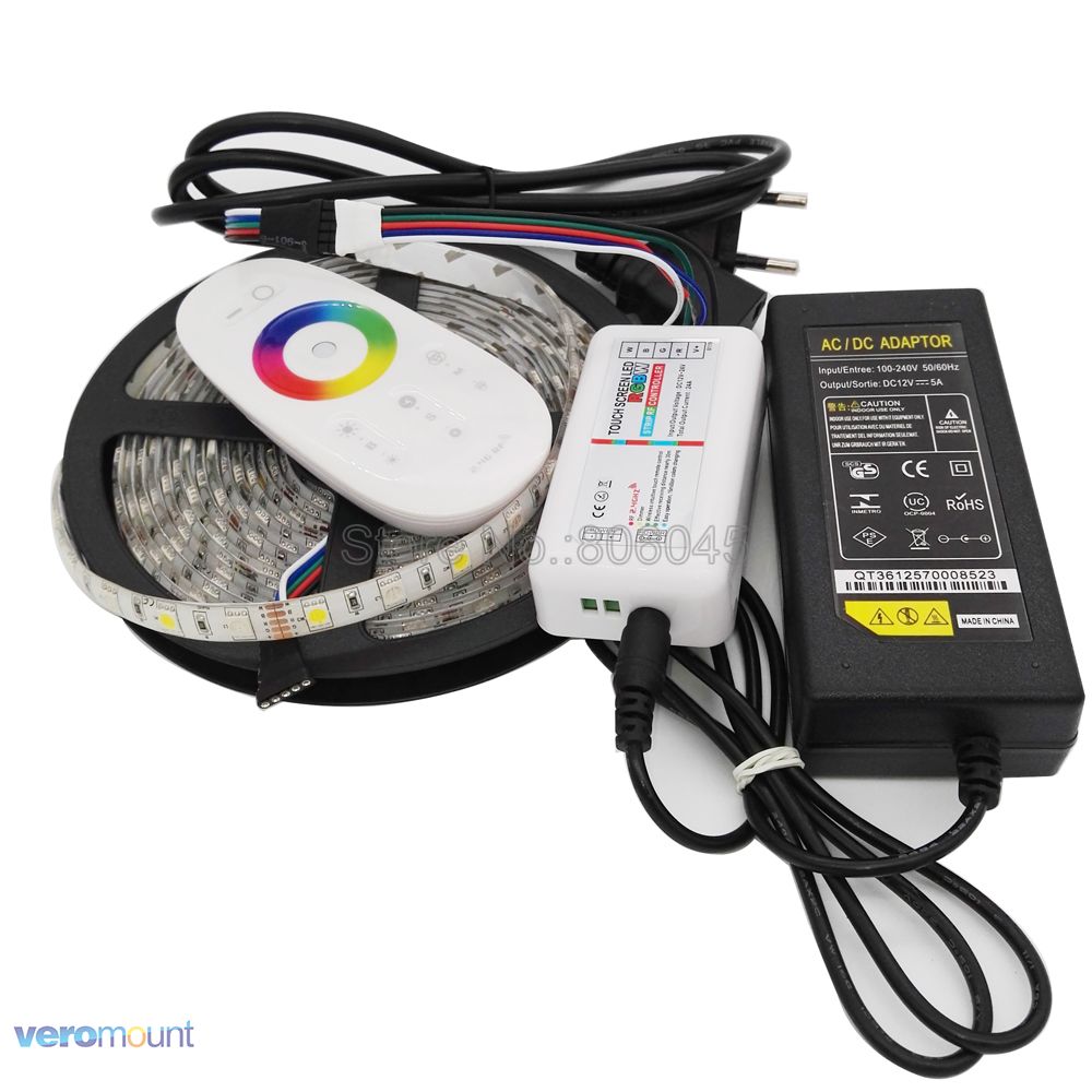 Tira de luces LED RGBW de 5m, 12V, 5050, IP20, IP65, IP67, juego de rayas impermeables + mando a distancia RGBW de 2,4G + adaptador de corriente DC12V 5A