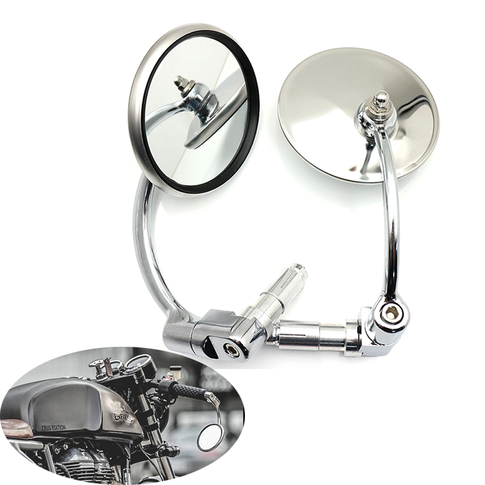 รถจักรยานยนต์ Chrome อลูมิเนียม 7/8 "22mm Handle Bar End ด้านหลังดูกระจก Offroad Universal Cafe RACER สกู๊ตเตอร์ Offroad BIKE