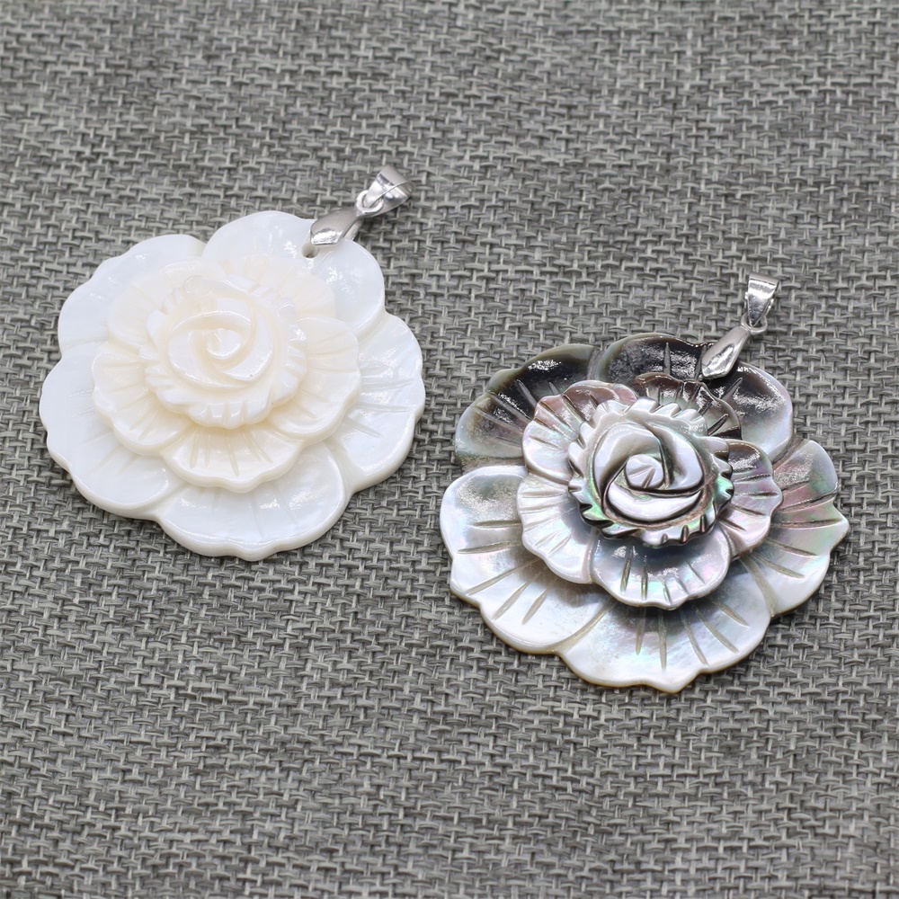 1PC madreperla naturale 3 strati fiore ciondolo conchiglia bianca per gioielli che fanno accessori collana di fascino fai da te Szie 47x47mm