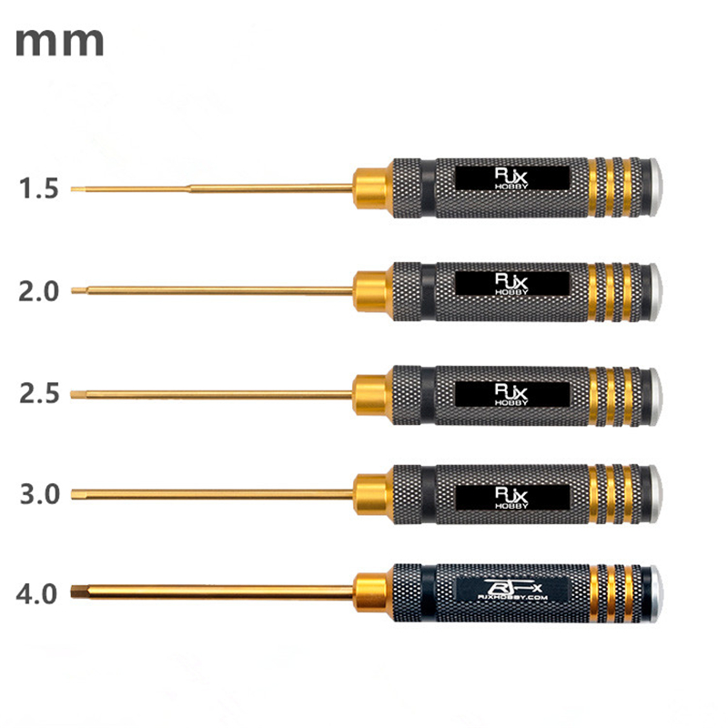 RJX Super Hard HSS Titanium-Plated Hex Wrench Screwdriver Set 1.5/2.0/2.5/3.0/4.0mm Tools Kit for RC Model Airplane