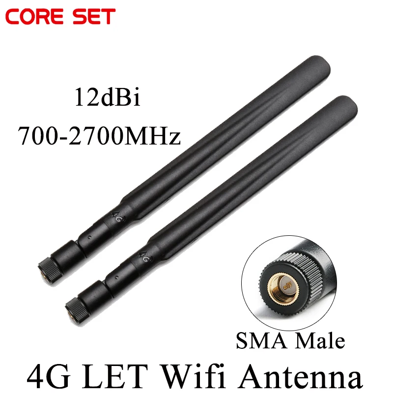 4G LTE Wifi Antenna 12dBi High Gain SMA Male Omnidirectional Antenna 700-2700MHz Modem Antenna for 4G、GSM、GPRS