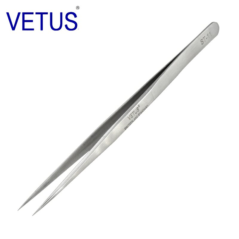 VETUS ST-11 (140 мм) Высокоточные пинцеты из нержавеющей стали, немагнитные кислотостойкие клещи, инструменты для маникюра и ресниц
