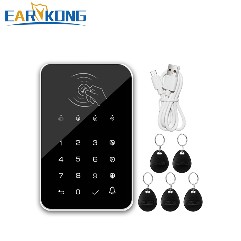 Earykong-teclado inalámbrico con almohadilla táctil, botón de timbre para G50 / G30 / PG103 / W2B, WiFi, GSM, alarma, tarjeta RFID recargable, 433MHz
