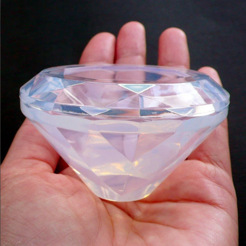 Molde grande de silicona con forma de diamante 3D, molde suave y transparente de resina UV, suministros para manualidades Kawaii, molde de silicona de alta calidad para joyería