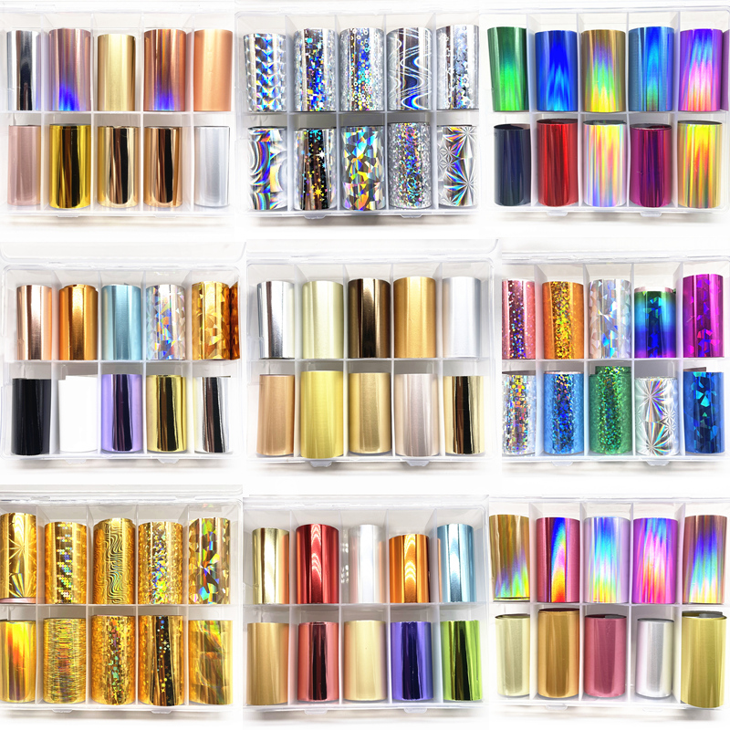 1 Box Neue Metall Nagel Folien für Matt Transfer Papier Neon Aufkleber Champagner Nägel Wraps Silber DIY Chameleon Nagel Kunst dekorationen