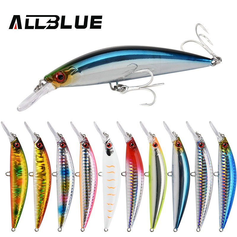 ALLBLUE poids lourd vairon 90mm/110mm coulant Jerkbait Longcast leurre de pêche eau salée bar de mer en plastique appât artificiel attirail