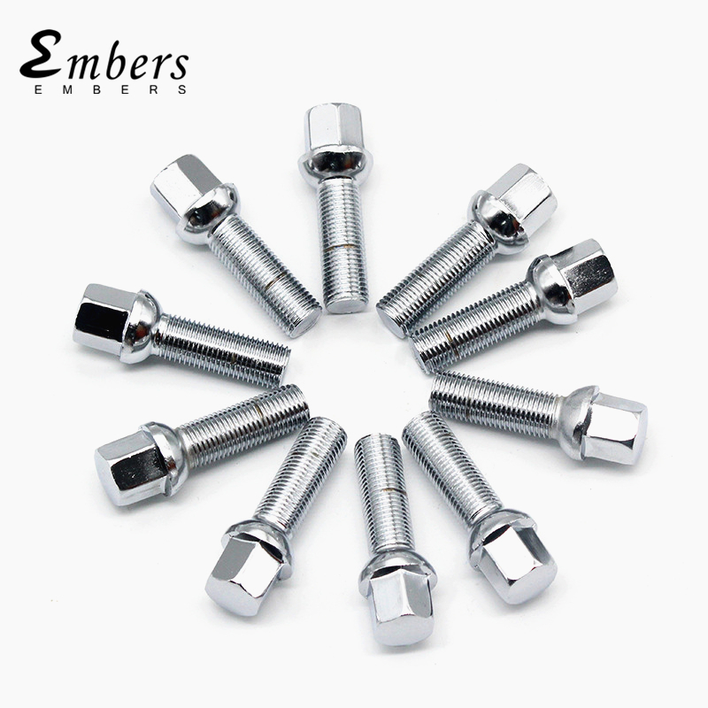 Vis de roue Embers en acier M12x1.5 14x1.5 14x1.25 12x1.25 de différentes longueurs pour BMW Volkswagen Audi Mercedes Porsche 10 pièces