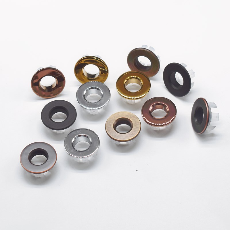 Cubierta decorativa con orificio de desbordamiento, cobre, 1 Uds., agujero redondo para fregadero, cubierta de desbordamiento, inserto negro para lavabo, grifo de baño, anillo de inserción