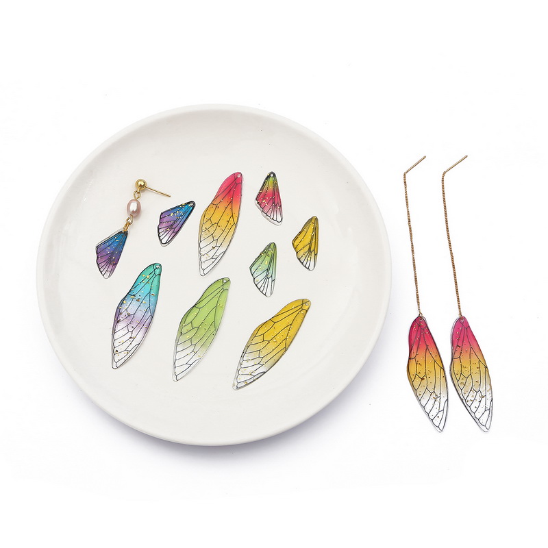 Boucles d'oreilles pendantes en forme de libellule dégradées faites à la main, ailes vives simulées, bricolage, résultats de bijoux exécutifs, 1 pièce de chaque, 11x25mm, 16x50mm, 2 pièces