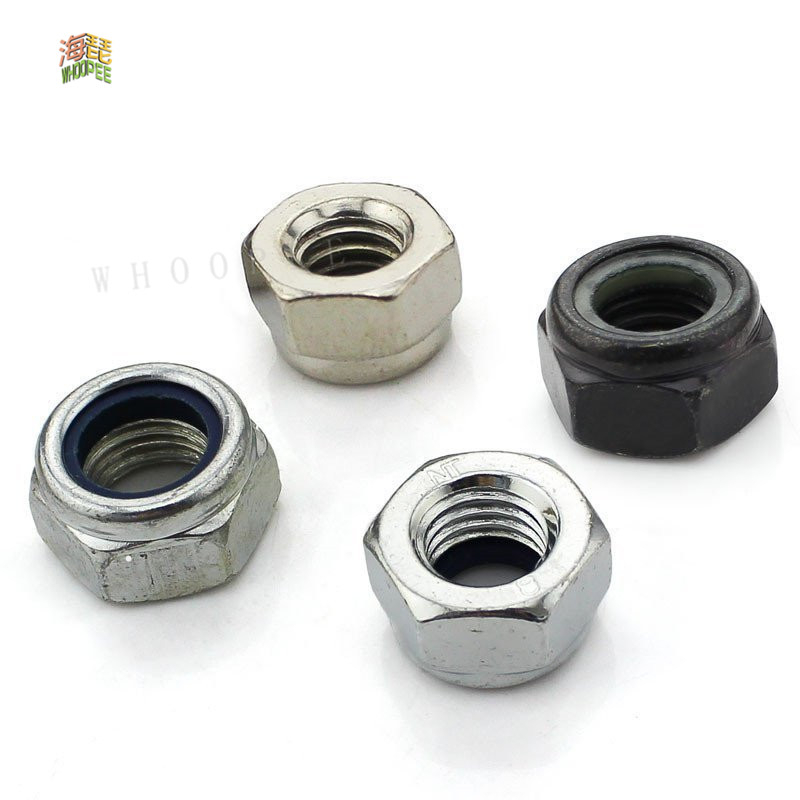 50x m2 m2.5 m3 m4 m5 m6 304 aço inoxidável aço carbono preto zincado hex náilon inserção porca de bloqueio auto-travamento nylock locknut